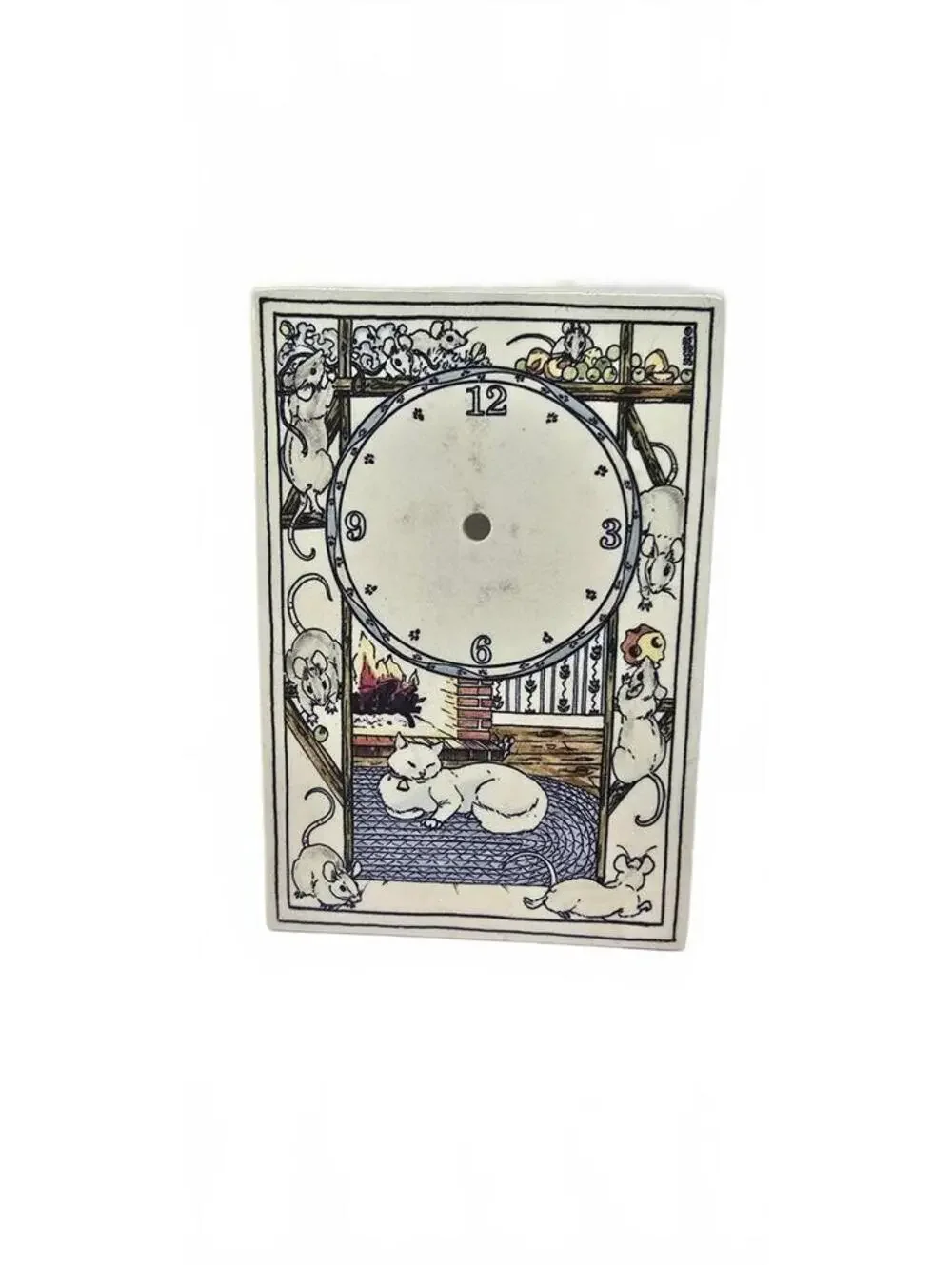 Vintage Santa Barbara Ceramic Design Cat and Mouse Clock Face Tile